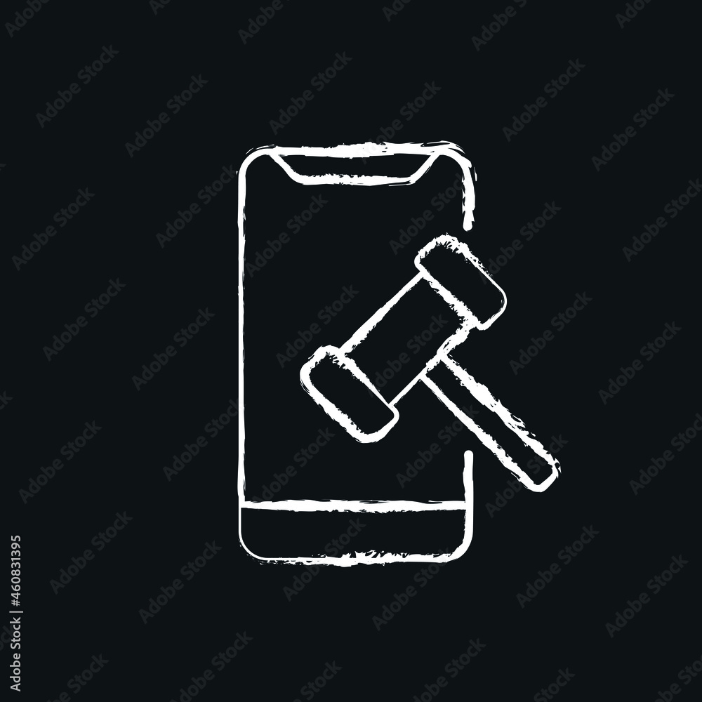 Online auction chalk icon. Vector isolated black illustration Online auction chalk icon. Vector isolated black illustration