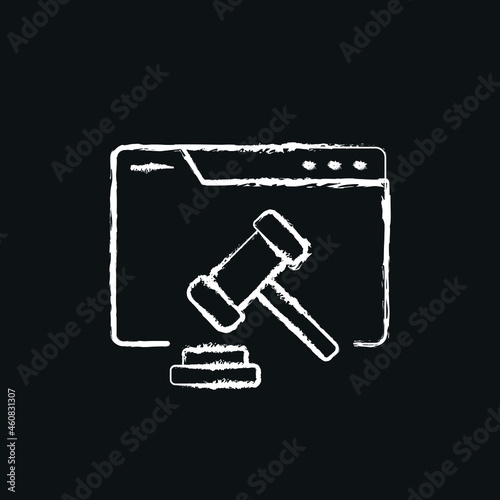 Online auction chalk icon. Vector isolated black illustration