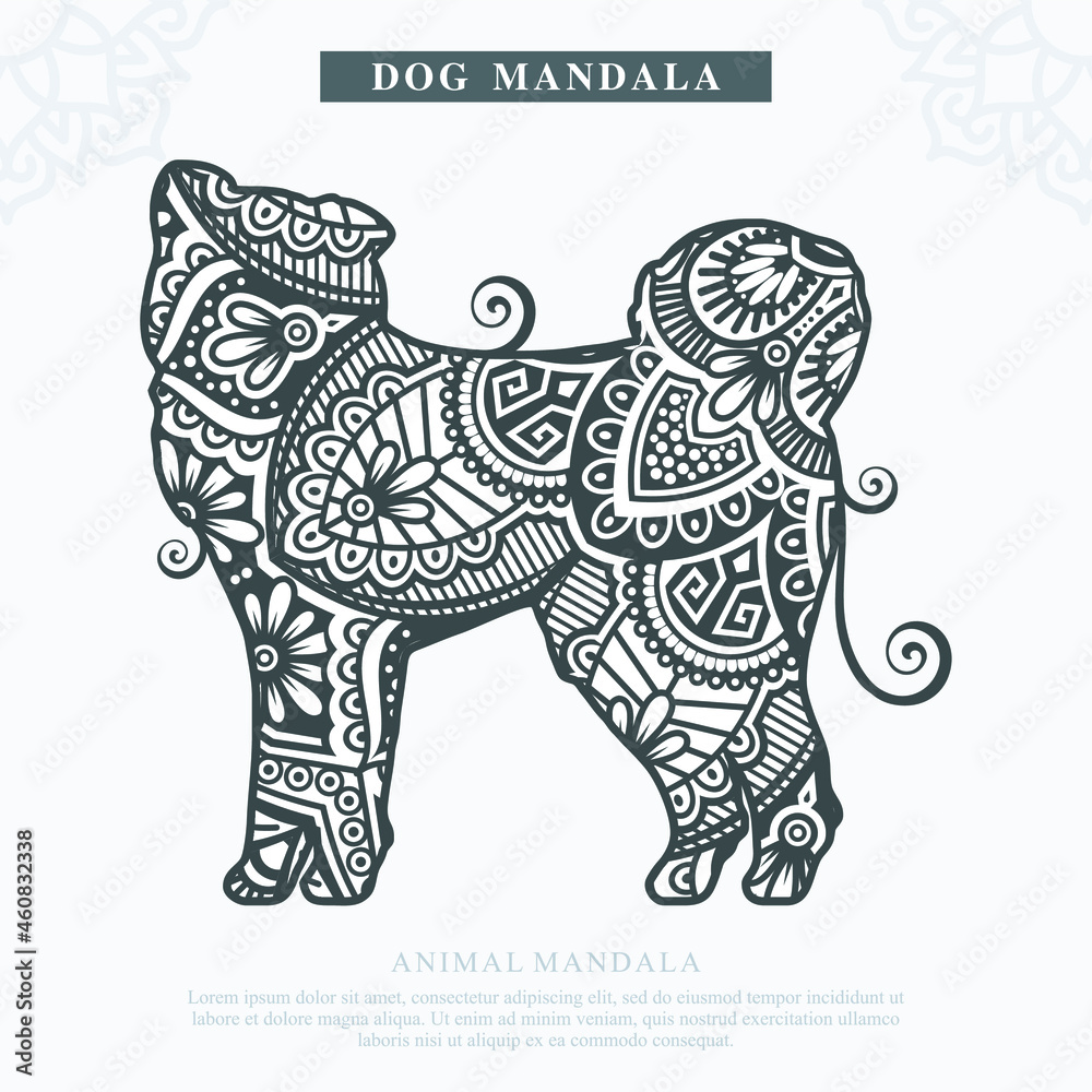 Fototapeta premium DOG Mandala Vector. Vintage decorative elements. Oriental pattern, vector illustration.