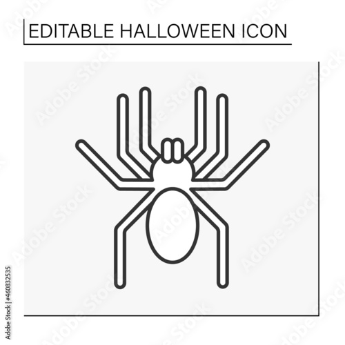  Spider line icon. Scared eight-legged predatory animal. Halloween symbol. Halloween concept. Isolated vector illustration. Editable stroke