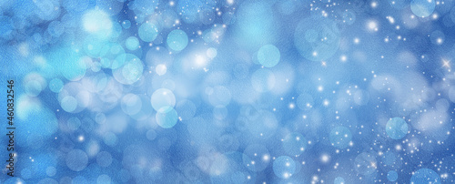 background with bokeh in blue festive Christmas wallpaper backdrop banner