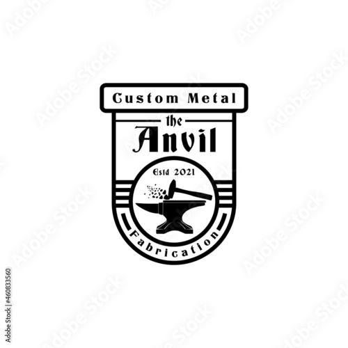 iron anvil casting blacksmith Vintage retro stamp design inspiration