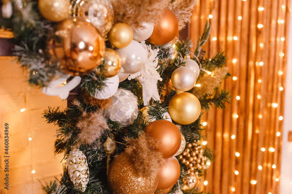 golden balls on the Christmas tree golden balls on the Christmas tree