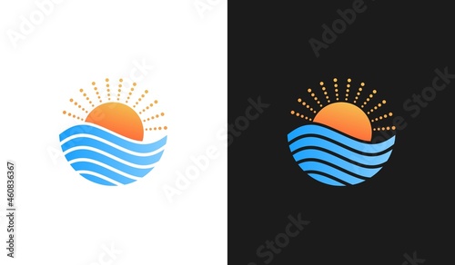 sea ​​and sun logo design elements