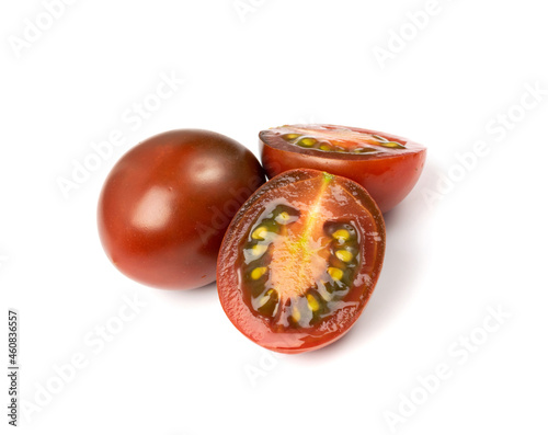 Brown Plum Tomato Group Isolated, Fresh Small Cherry Tomatoes