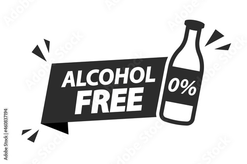 Zero alcohol flat icon. Zero percent alcohol label. Skin and body care, cosmetic product or medical non alcoholic symbol. Alcohol free emblem