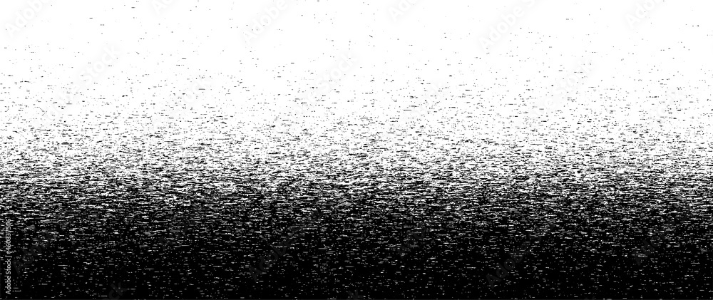 Obraz premium Black and white halftone glitch. Computer virus. Random falling particles on screen. Hacked software. Vector background.