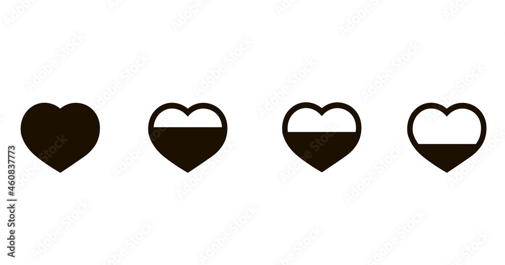 Heart icon black. Filled with love. Love level.
Modern flat sign for design and decoration. Simple outline style. Vector image.