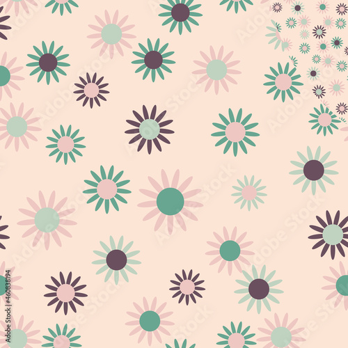 Pink pastel daisy geometric vector seamless pattern 