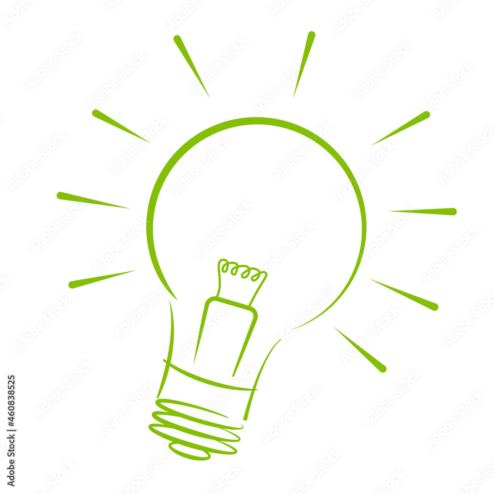 glowing light bulb outline isolated on white background, vector illustration glowing light bulb outline isolated on white background, vector illustration