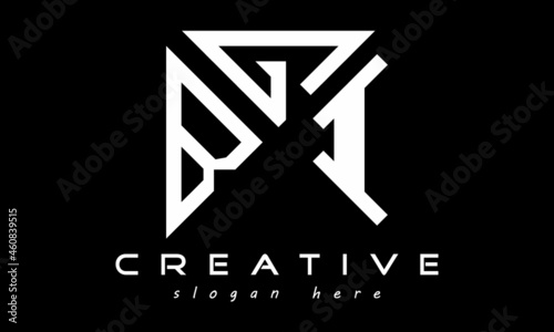 BGI geometric rectangle triangle polygon letters logo design vector, business logo, icon shape logo, stylish logo template photo