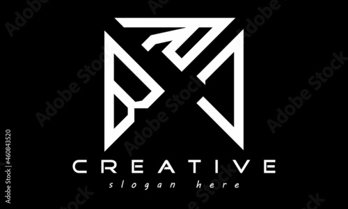 BRC geometric rectangle triangle polygon letters logo design vector, business logo, icon shape logo, stylish logo template