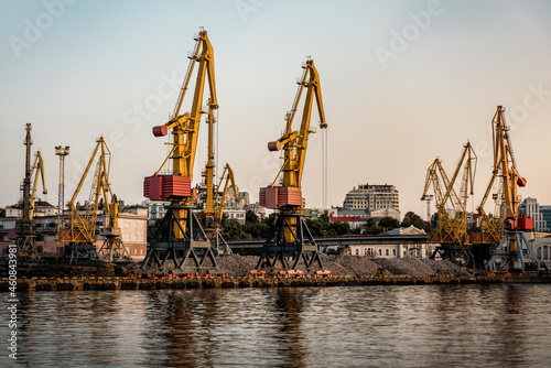 industrial area, seaport and cranes