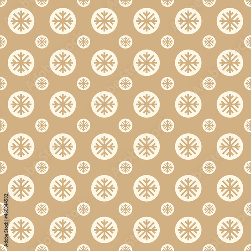 Vector snowflakes seamless geometric pattern. Repeatable brown christmas background. Trendy endless festive print