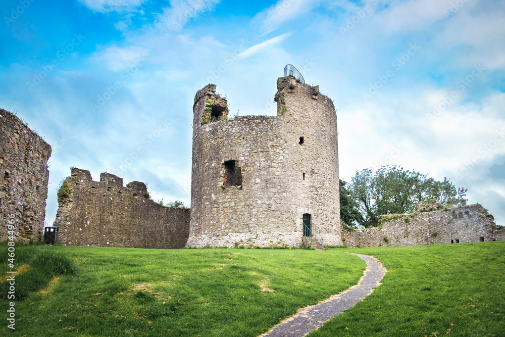 View to Dundrum Castle  keep inside the upper ward, Northern Ireland.