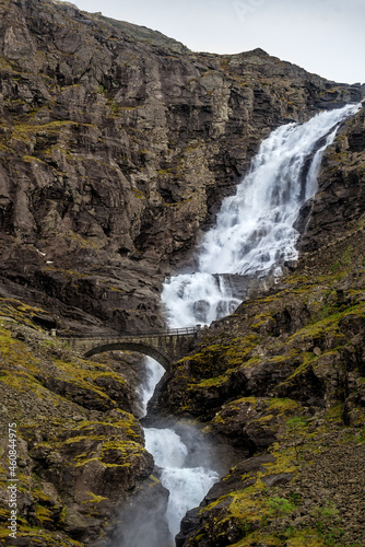 stone brige and waterfall