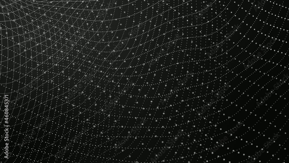 White color digital particle line animated on black background White color digital particle line animated on black background