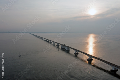 Aerial from the Zeeland bridge in the Netherlands © Nataraj