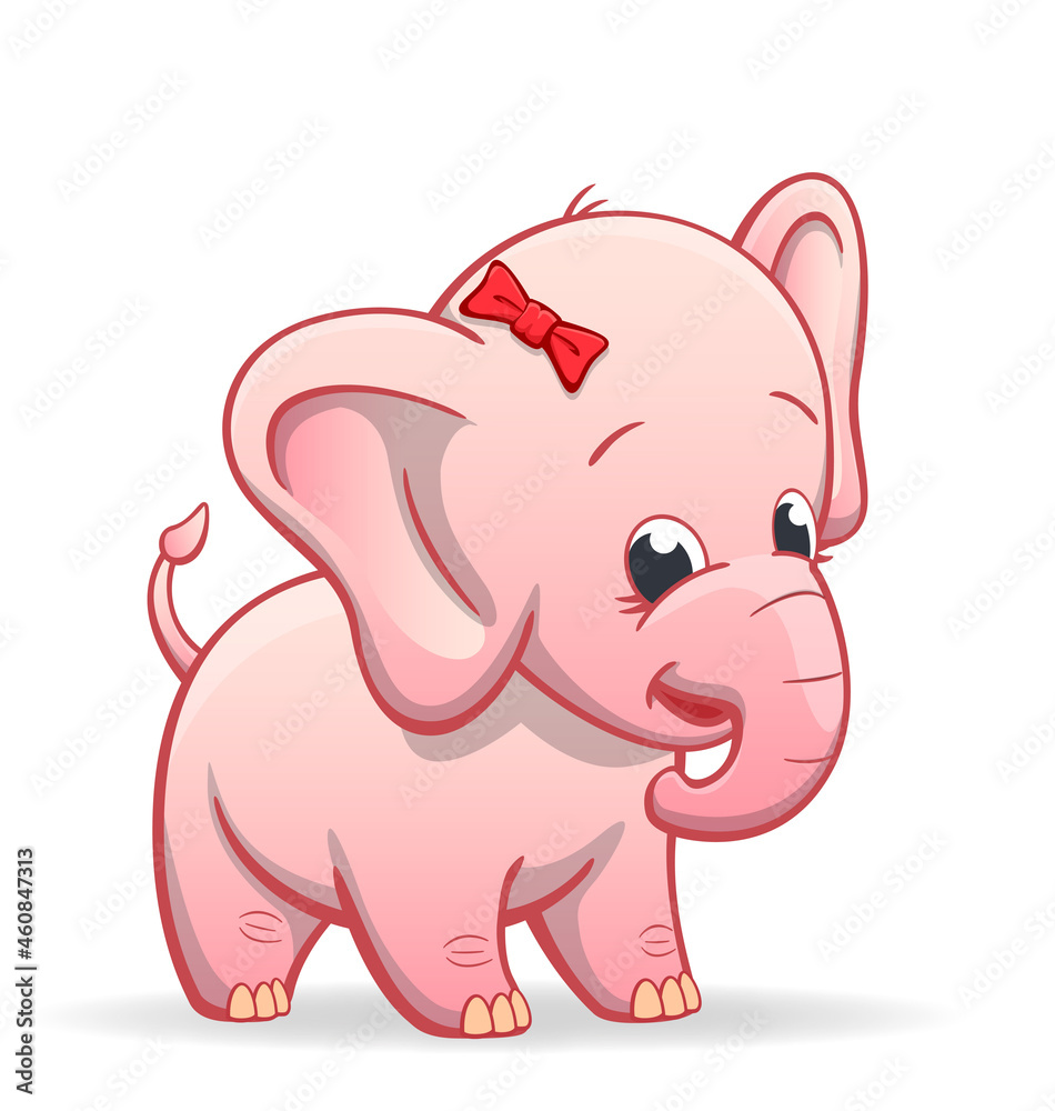cute baby infant pink elephant character cute baby infant pink elephant character
