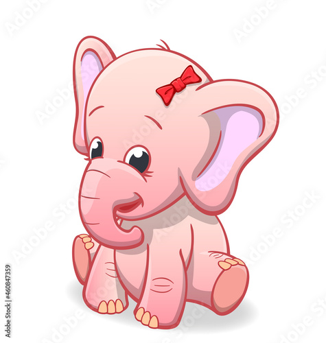 cute baby infant pink elephant sitting and smiling