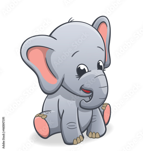 cute baby elephant infant sitting and smiling baby