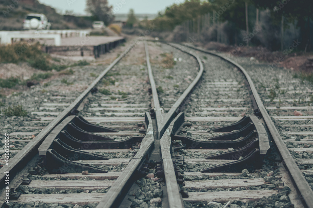 Fototapeta premium Cruce de vías de ferrocarril