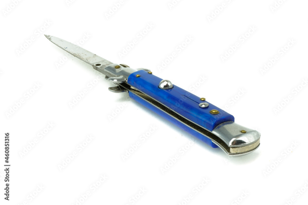 Switchblade with a blue handle Switchblade with a blue handle