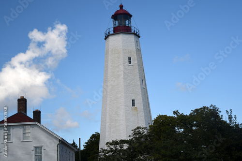 lighthouse on the coast of state/Sandy Hook beach,NJ
