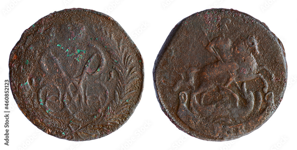 Copper coin of the Russian Empire. 1 kopeck in 1761. Elizabeth Copper coin of the Russian Empire. 1 kopeck in 1761. Elizabeth