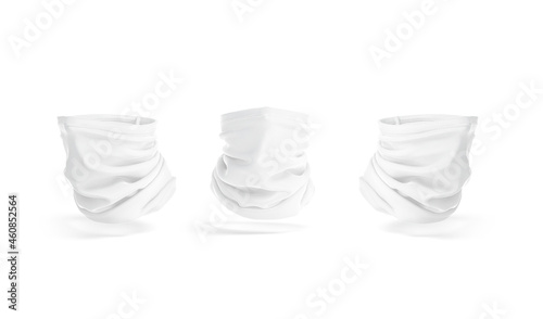 blank white neck gaiter mockup, front and side view
