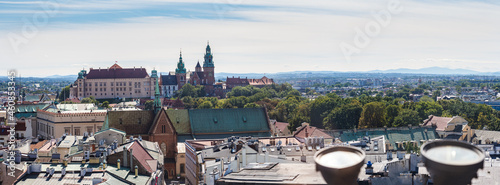 Panorama of Krakow with a view of the Wawel Castle