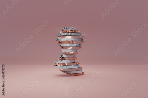 3d Illustration of ancient statue made of marble and bronze photo