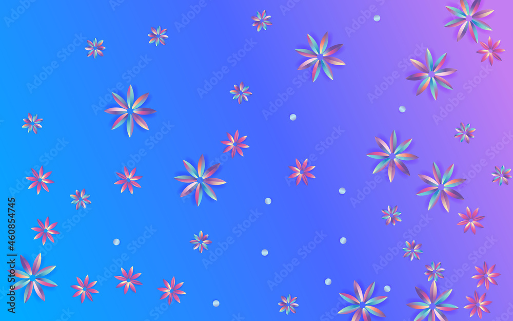 Color Petal Summer Blue Background. Gradient