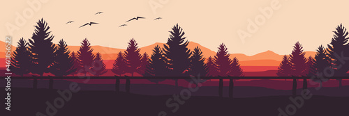 Wallpaper Mural forest landscape vector illustration good for wallpaper, web banner, backdrop, design template and tourism design Torontodigital.ca