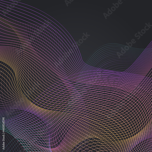 Digital Flow Geometric Vector Black Background.