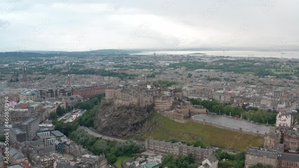 Circling drone shot around Edinburgh castle Circling drone shot around Edinburgh castle