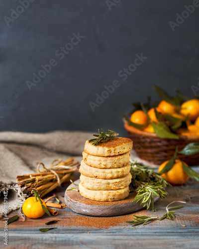 Christmas cookies with cinnamon and tangerines . Gift sweets for the New Year. Winter baking. Spicy cookies with rosemary. Christmas Atmosphere
