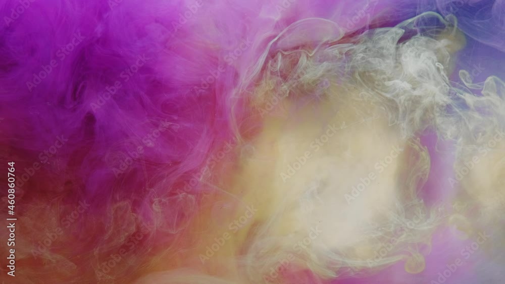 Color smoke background. Fantasy cloud. Vibrant vapor animation. Holi fog. Neon magenta pink purple yellow mist mix motion layer for intro.