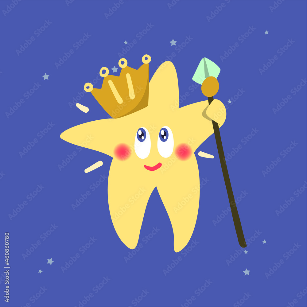 Cartoon queen star with crown. Vector illustration
