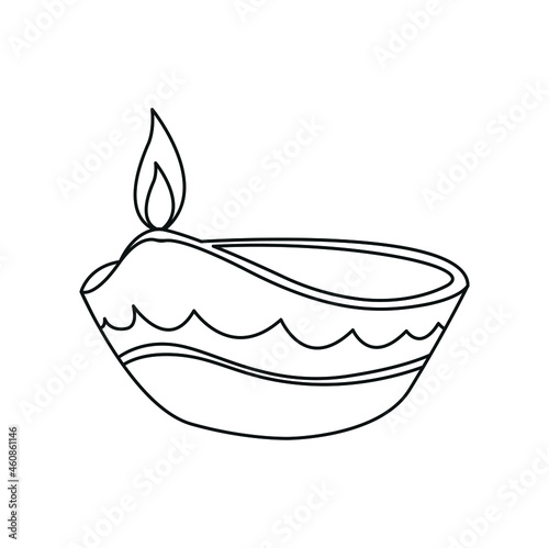 Diya Lamp line icon vector