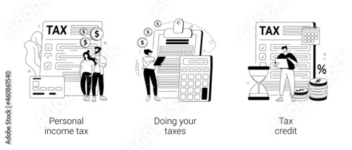 Years tax bill abstract concept vector illustrations.
