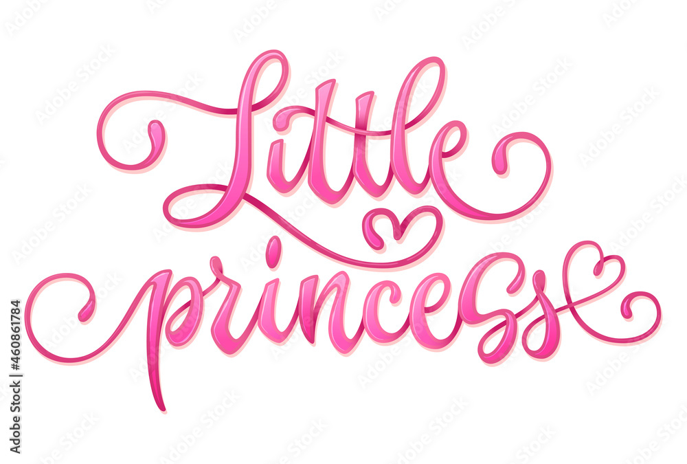Little princess - hand drawn modern calligraphy baby shower lettering logo phrase.