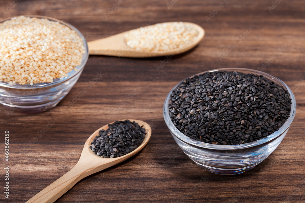 White sesame and black sesame seed - Sesamum indicum White sesame and black sesame seed - Sesamum indicum