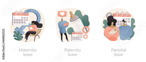 Newborn childcare abstract concept vector illustrations.