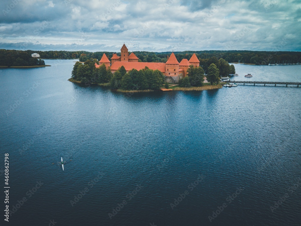 Trakai Island Castle by drone in Lithuania Trakai Island Castle by drone in Lithuania