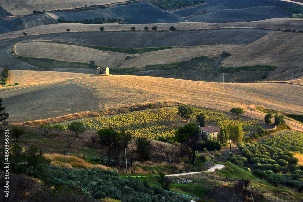 Sunny landscapes in the Molise countryside in southern Italy.