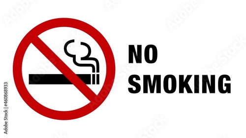 Animation of no smoking mark icon and the word “NO SMOKING” photo