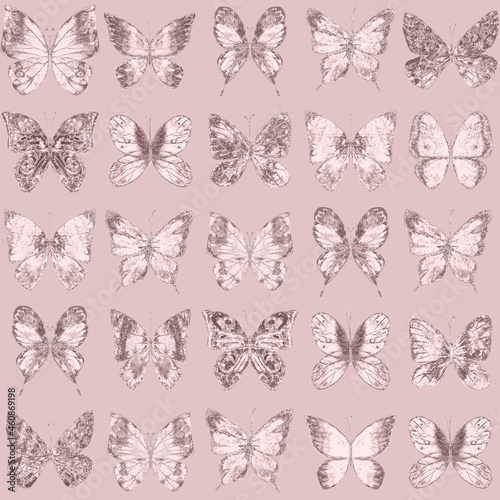 Butterflies pastel pink gli...