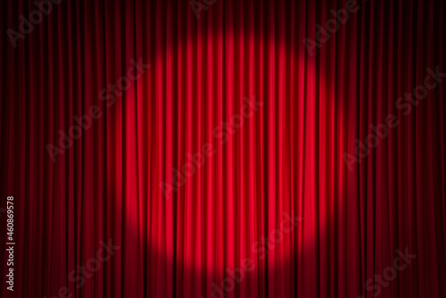 Red stage curtain with spotlight © antpkr