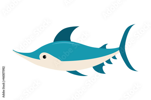 Cute Fish as Sea Animal Floating Underwater Vector Illustration